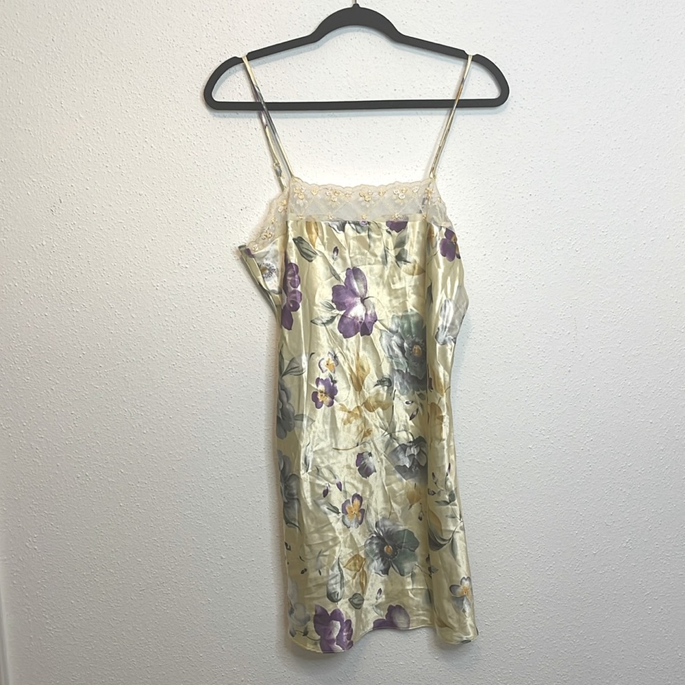 California Dynasty Vintage Purple and Yellow Floral Slip Dress